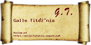 Galle Titánia névjegykártya